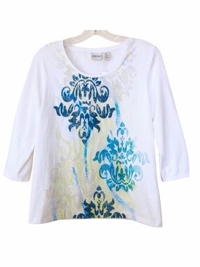 Chico’s Zenergy Brady Medallion Floral Top Small NWT Coastal Casual Travel